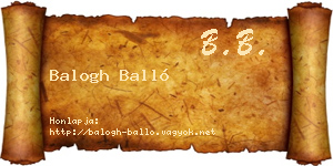 Balogh Balló névjegykártya